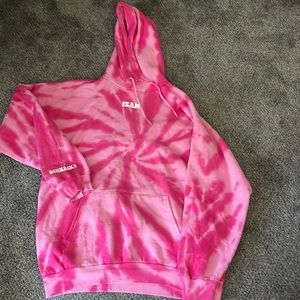 Team Schnacky Pink tie-dye hoodie size large